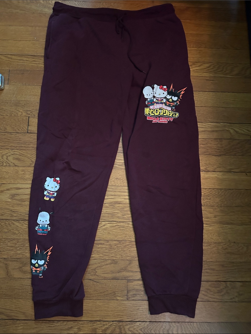 Sanrio Hello Kitty x Bad Badtz-Maru Maroon women’s Jogger Sweatpants XL